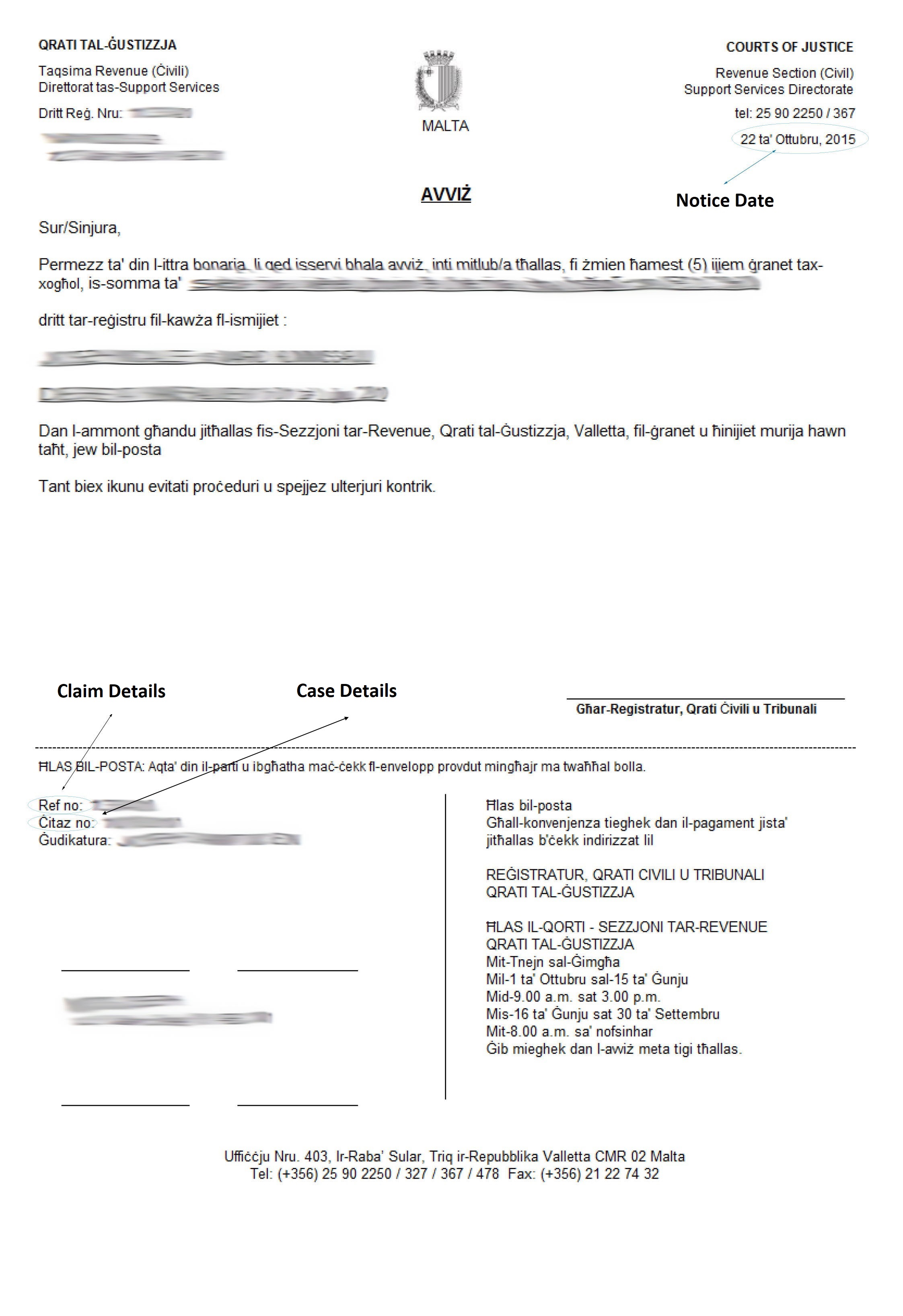 Sample Notice/Letter